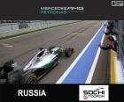 Льюис Хэмилтон празднует свою победу в Гран-при России к 2015 году
